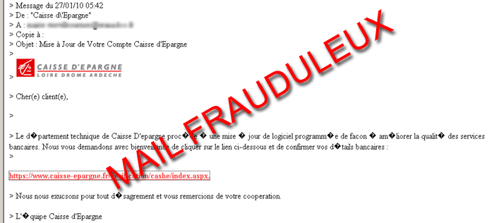 Alerte phishing janvier 2010